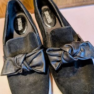 Michael Kors Black Suede and Leather Bow Loafers